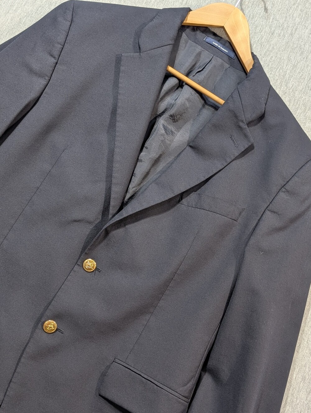 Vintage Chaps Ralph Lauren Wool Gold Button Blazer 42L Blue